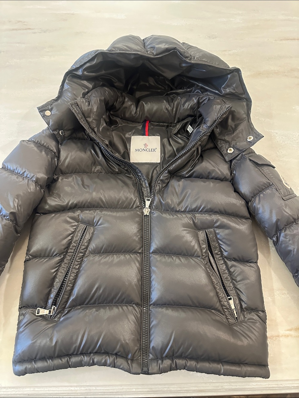 Moncler Kids Black Quilted Down Puffer Jacket with Hood detachable